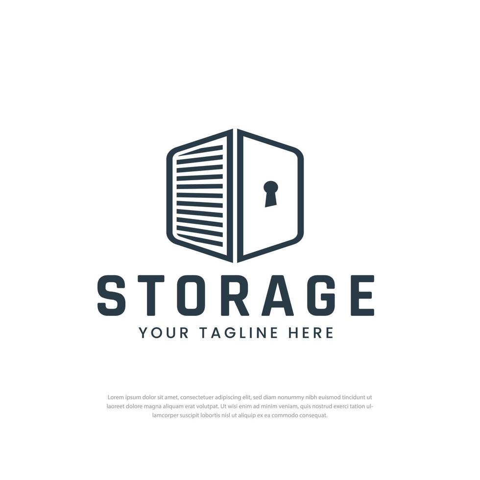 Safe storage garage vector. Self storage logo design template. With the concept of a combination lock and garage symbol. vector