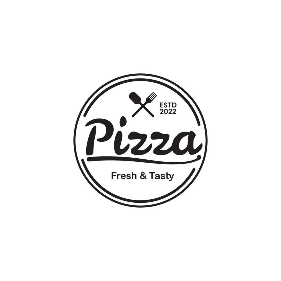 Vintage ribbon circle logo, spoon and fork, restaurant vector