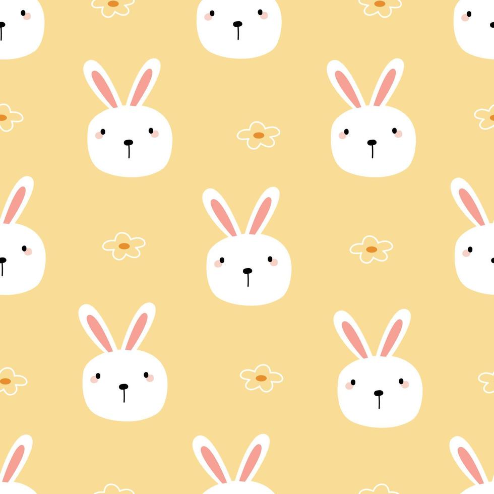 Nursery seamless pattern white rabbit face Kids backgrounds for prints, wallpapers, textiles Vector Illustration