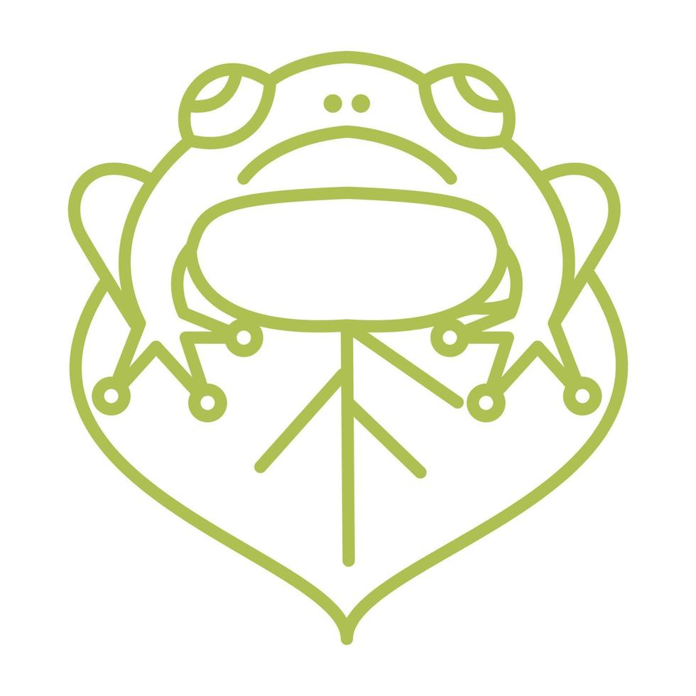 líneas simples rana en hoja verde logo vector icono símbolo diseño gráfico ilustración