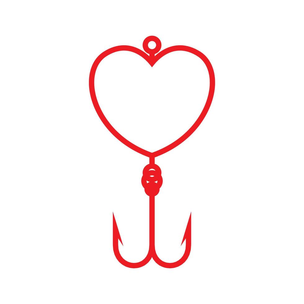 line fishing hook with love logo symbol icon vector graphic design
