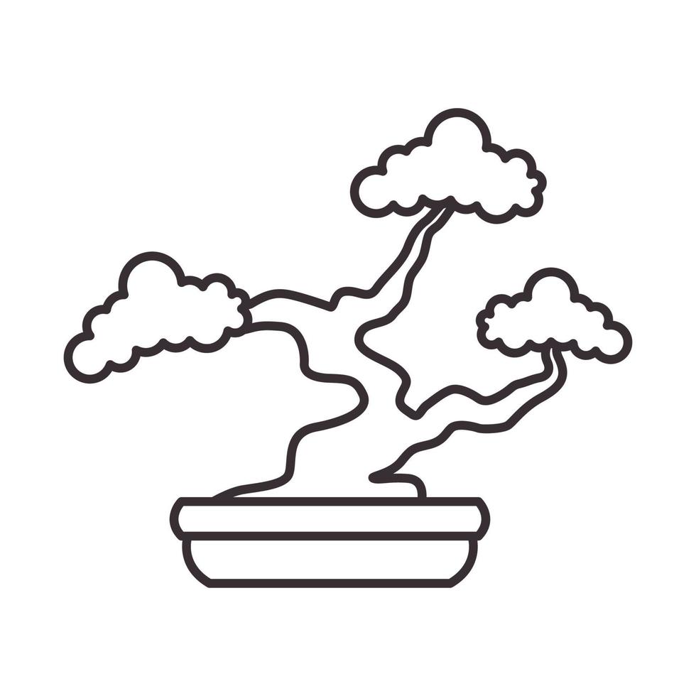 líneas vintage planta bonsai logo vector icono ilustración diseño