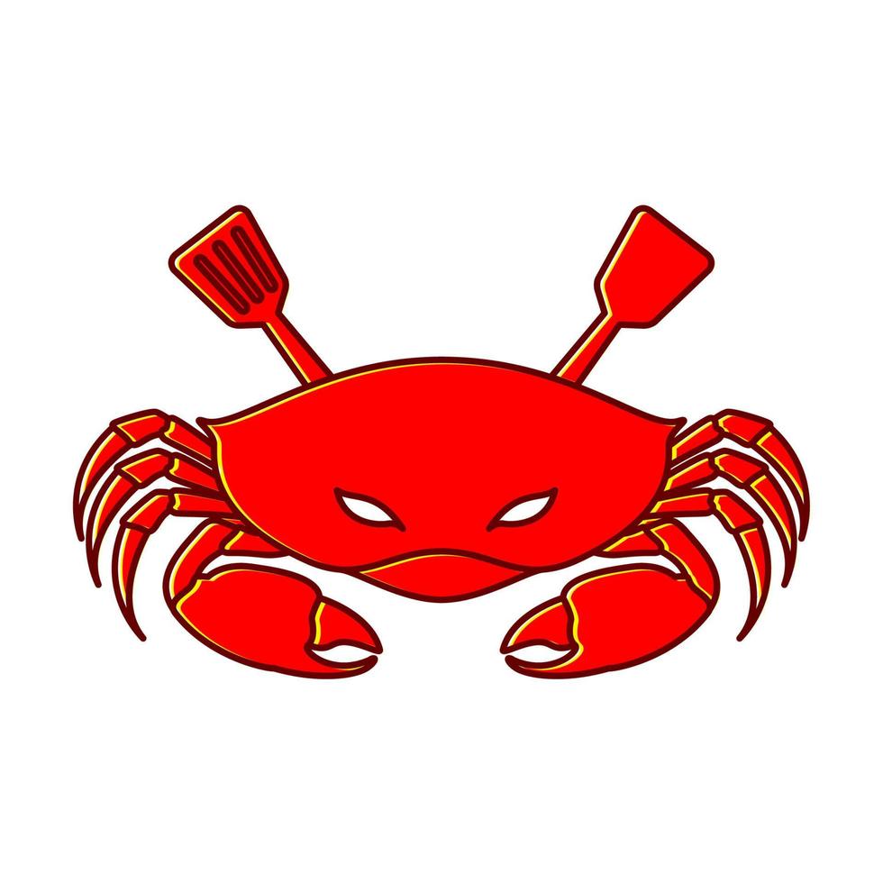 espátula con logo de restaurante de cangrejos vector