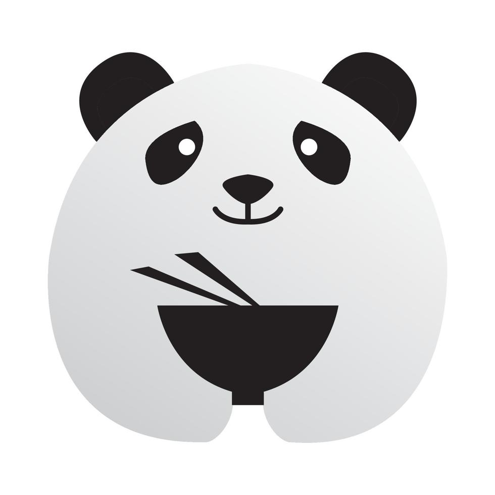 panda cute with bowl logo vector symbol icon design illustration