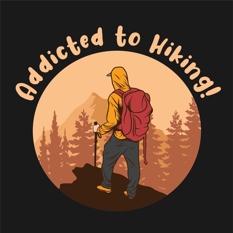 silhouette of man addicted to hiking in mountains and nature vector