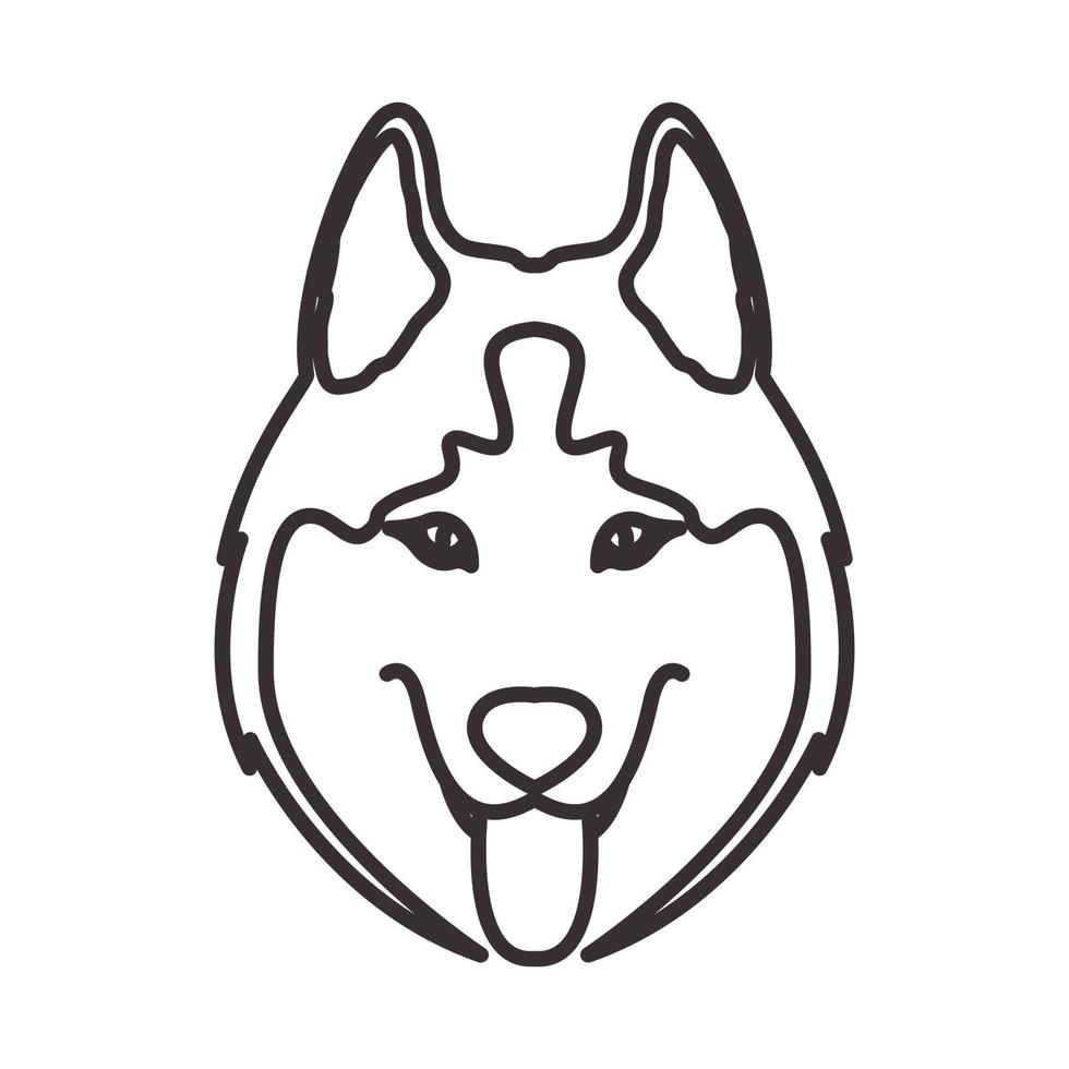 lines hipster cute head dog siberian husky logo vector icon illustration design