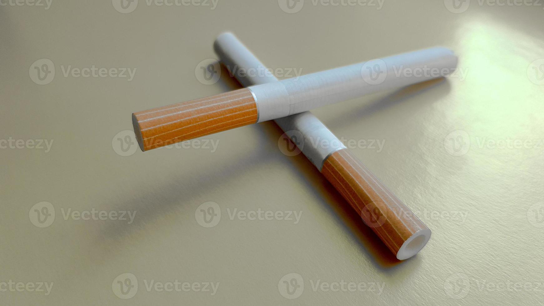 Two cigars on a silver background. Filtered cigarettes. Tobacco can cause numerous damage to the body photo