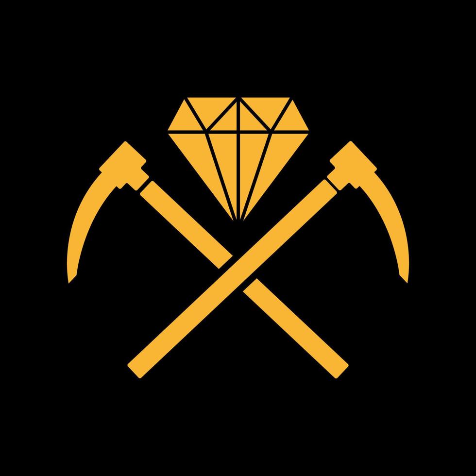 mineros con diamante oro logo diseño vector icono símbolo ilustración