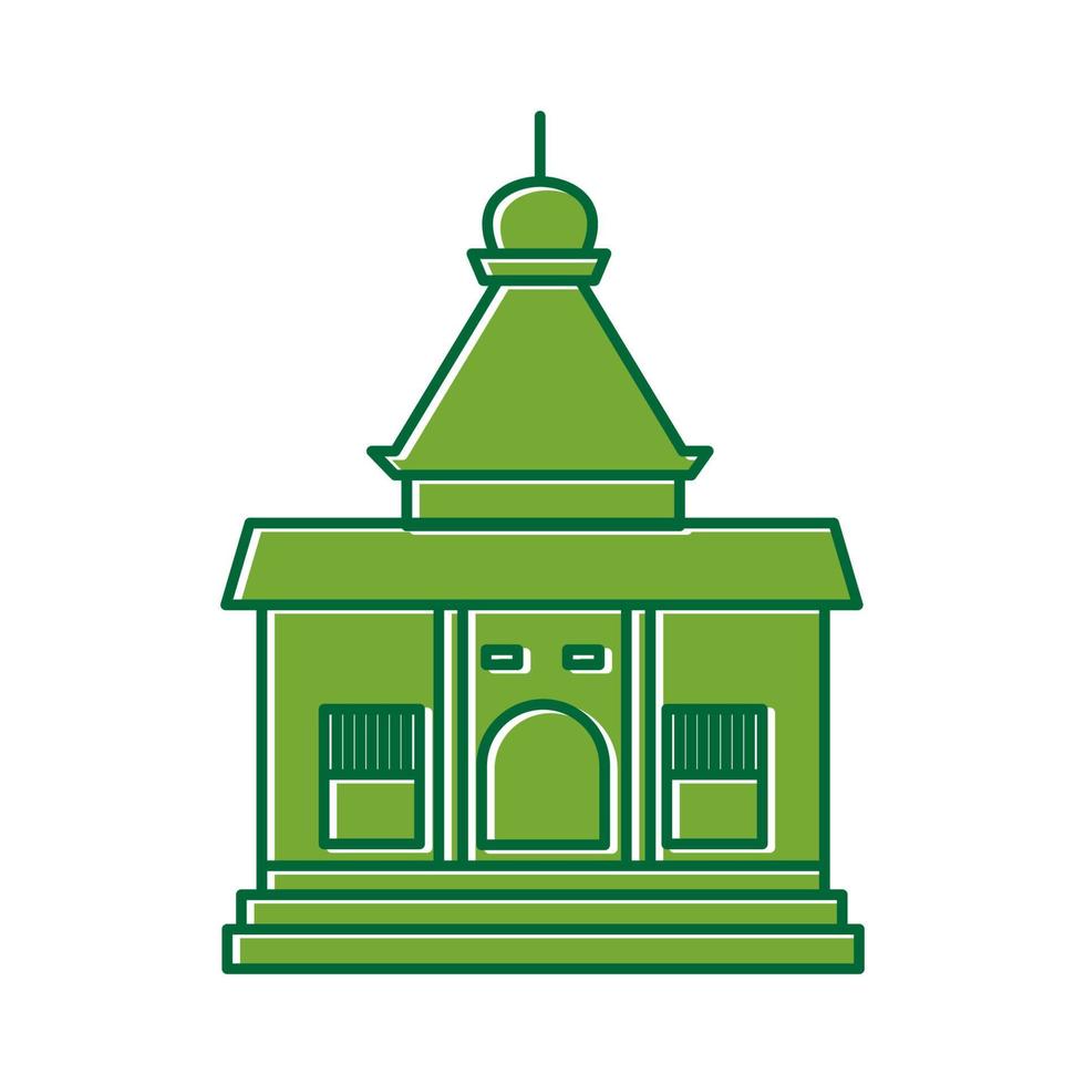 diseño de ilustración de icono de vector de logotipo de cultura de línea de cúpula de mezquita de arquitectura de edificio simple