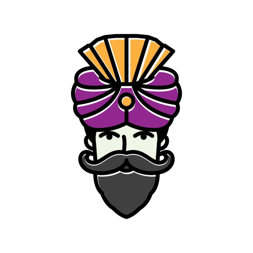 turbante moda tocado árabe indio cultura colorido logo vector icono ilustración diseño