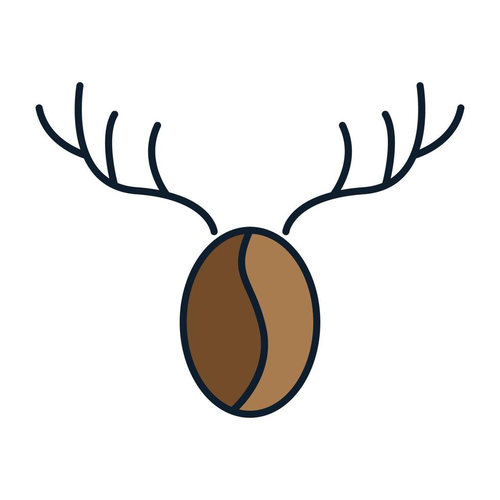 Grano de café con diseño de ilustración de vector de logotipo de cabeza de ciervo