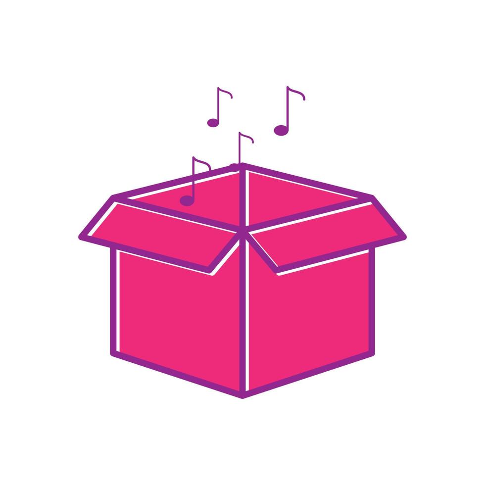 caja de cartón con nota musical colorido logotipo símbolo icono vector gráfico diseño ilustración idea creativa