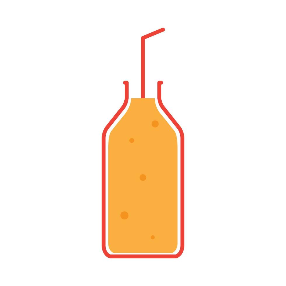 Línea botella jugo de naranja colorido logo símbolo vector icono ilustración diseño gráfico