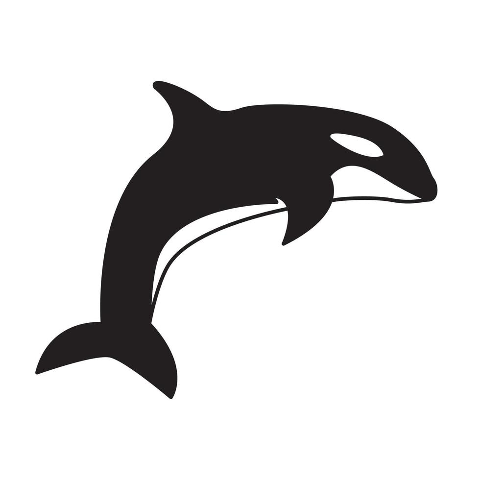 silhouette fish whale orca jump logo vector symbol icon design illustration