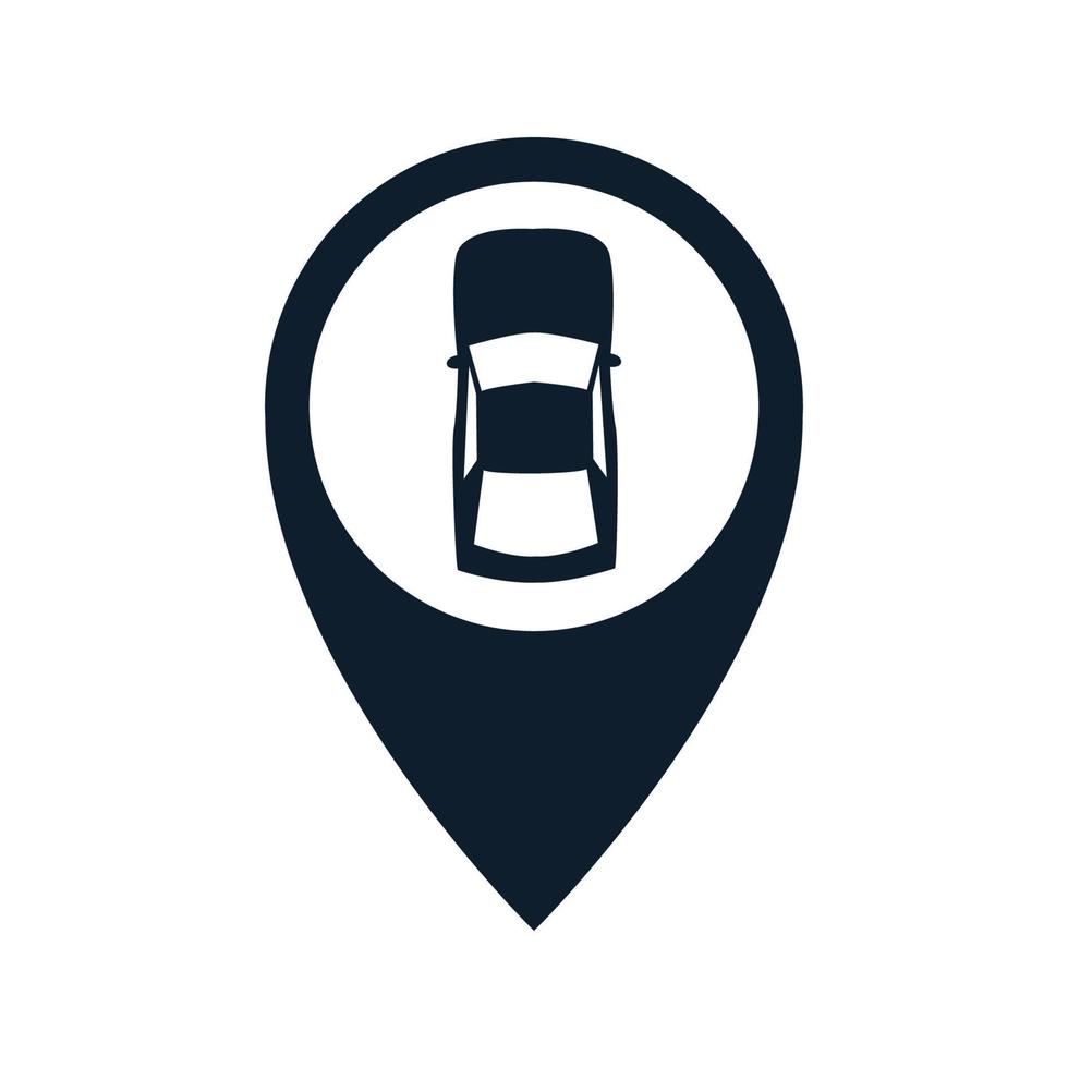 transporte automóvil automóvil con pin mapas ubicación logotipo vector icono diseño