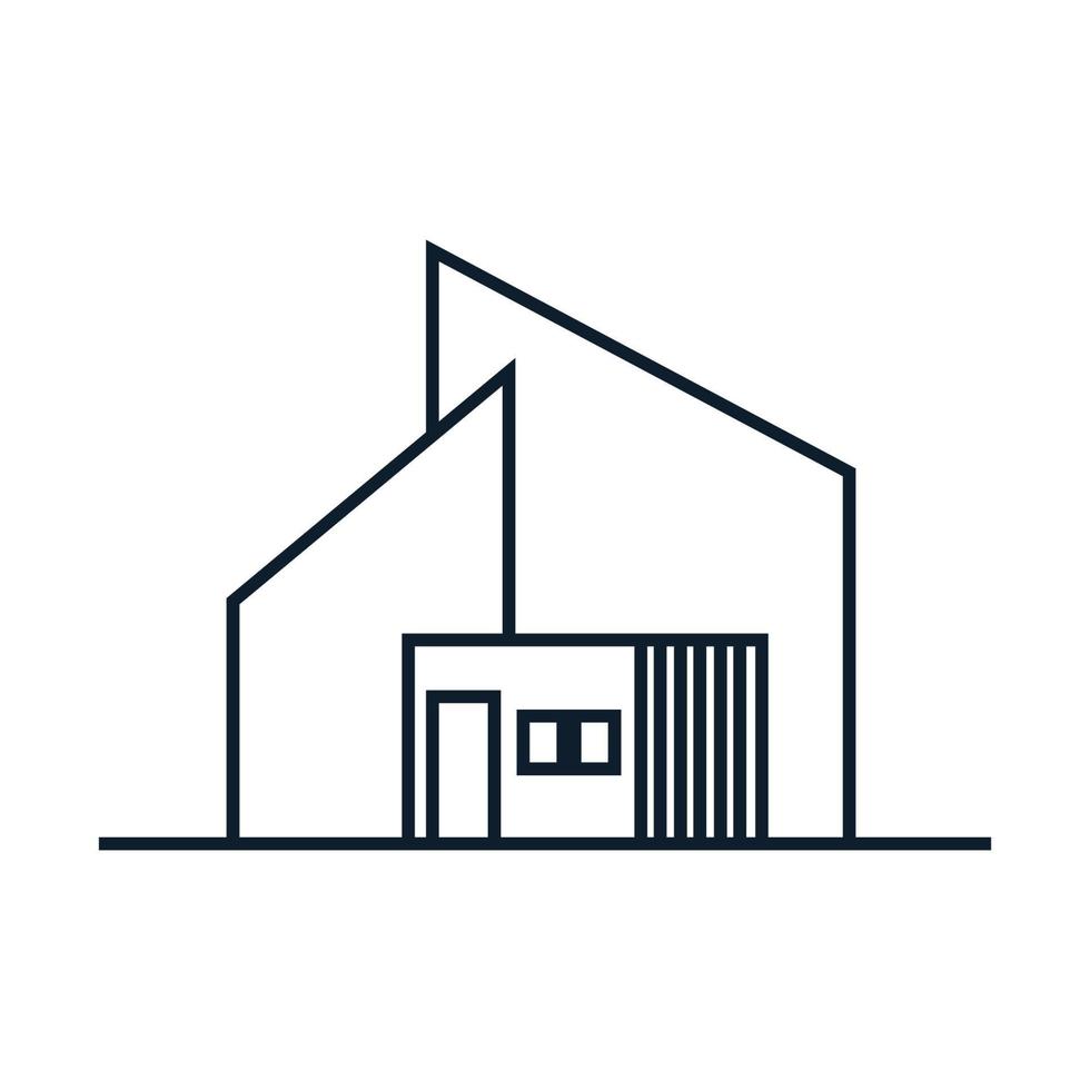 hogar casa arquitectura moderna línea minimalista logotipo vector icono ilustración diseño