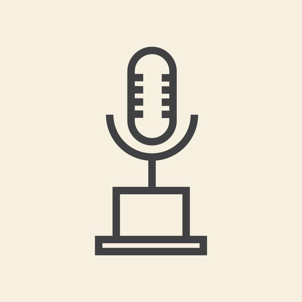 microphone with trophy lines simple logo vector icon symbol graphic design illustration