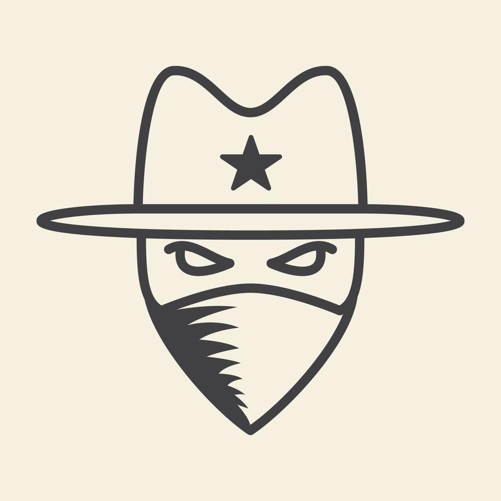 hipster cabeza vaquero líneas logo vector icono símbolo gráfico diseño ilustración