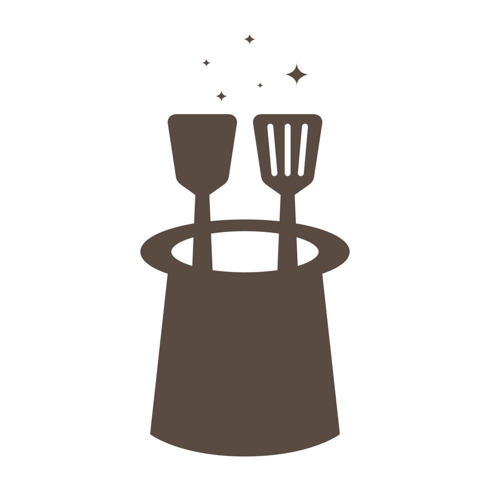 magic hat vintage with spatula logo symbol vector icon illustration graphic design