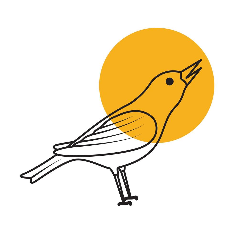 lines cute bird sing logo symbol vector icon illustration graphic design