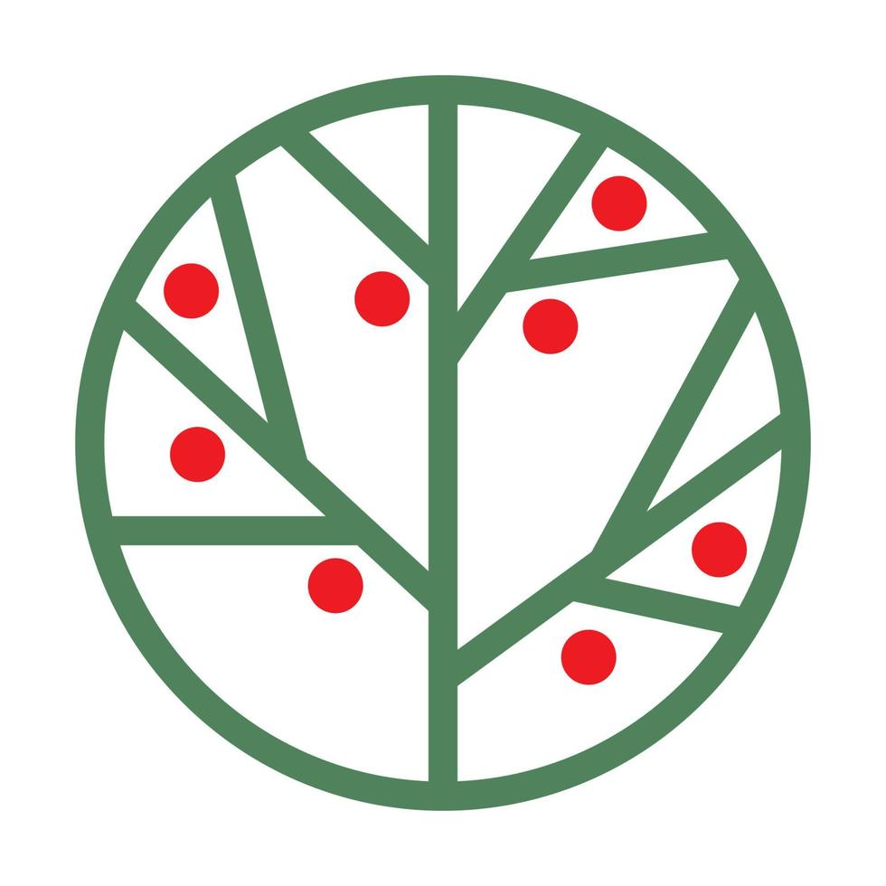 geometric tree with red fruit logo vector icon illustration design
