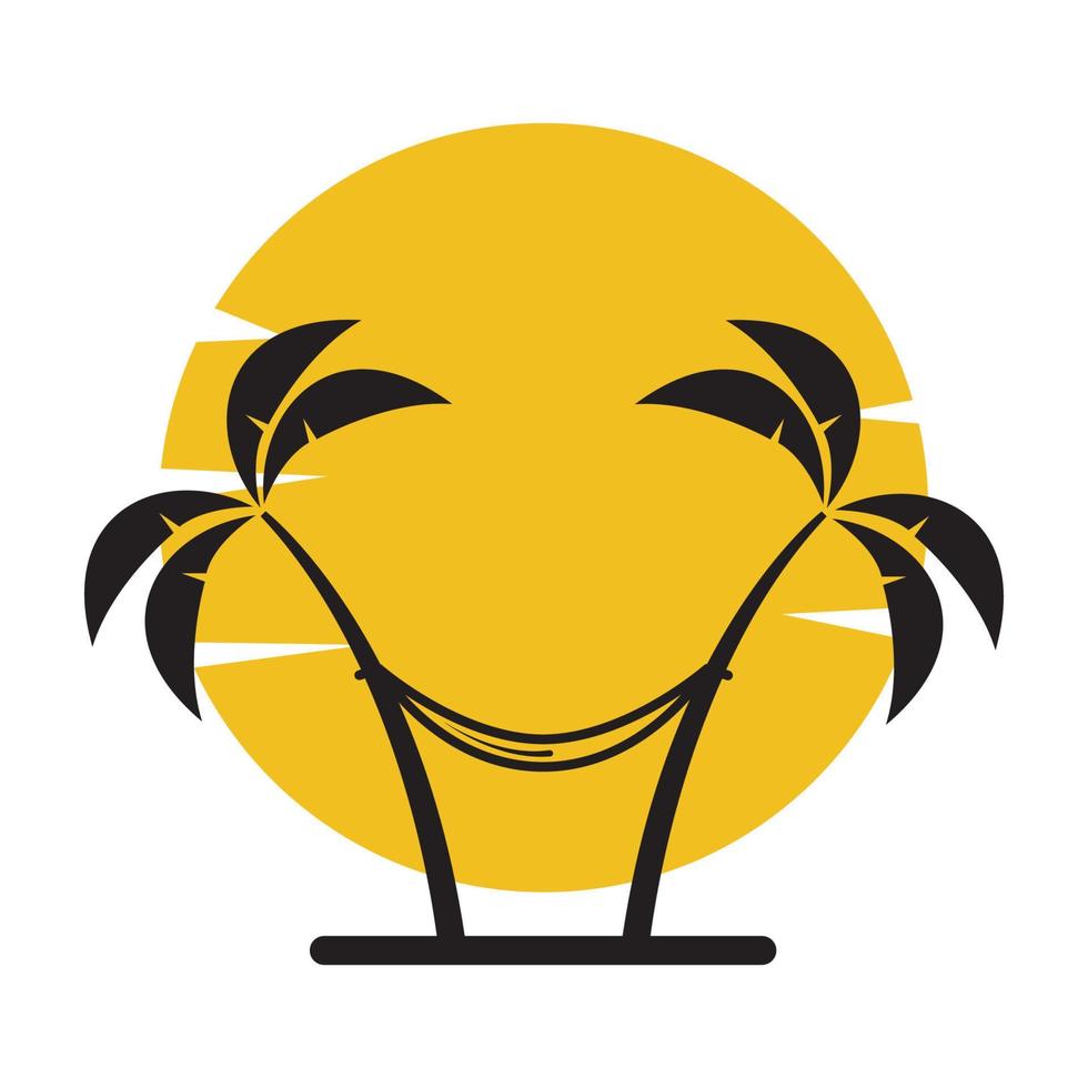 árbol de coco con hamaca playa vacaciones logo vector símbolo icono diseño ilustración