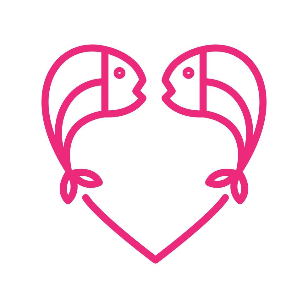 animal fish with love line logo vector icon illustration design