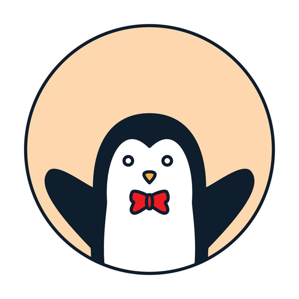 pingüino bebé en círculo sonrisa linda caricatura logo vector ilustración