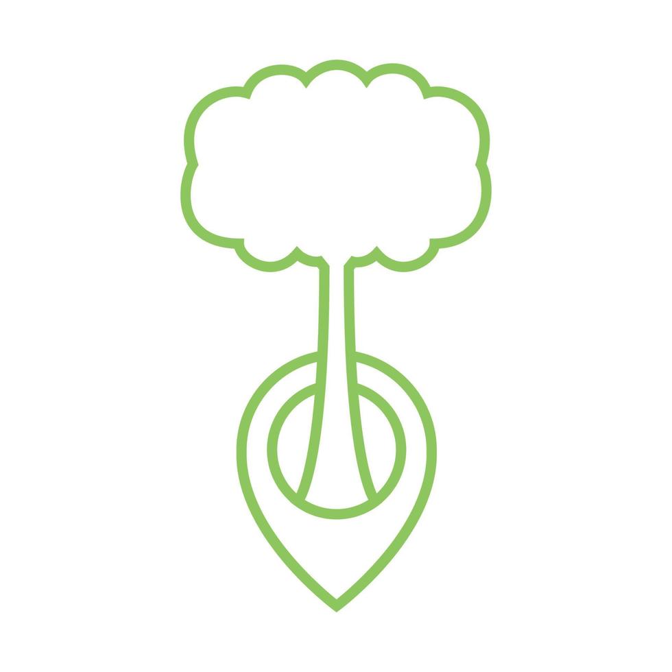 green lines tree with pin map location logo symbol vector icon illustration graphic design