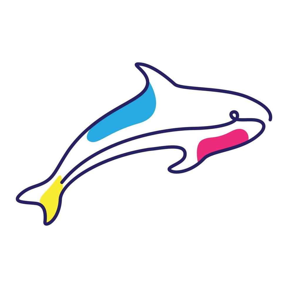 whale jump fish line colorful logo symbol vector icon design illustration