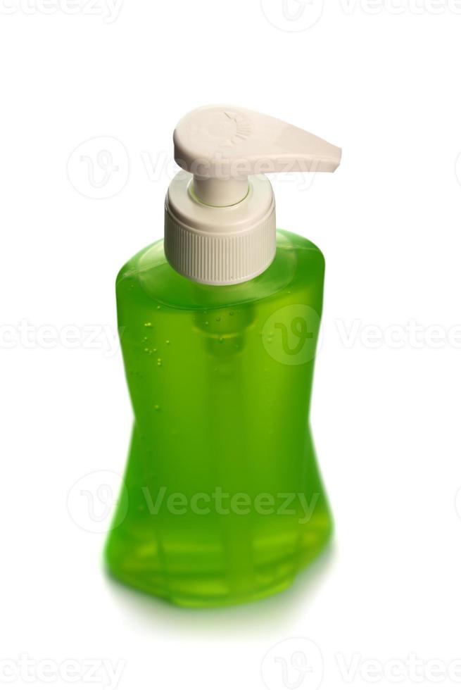 Bottle of liquid soap or cream or face wash dispensers or liquid stopper isolated on white background. photo
