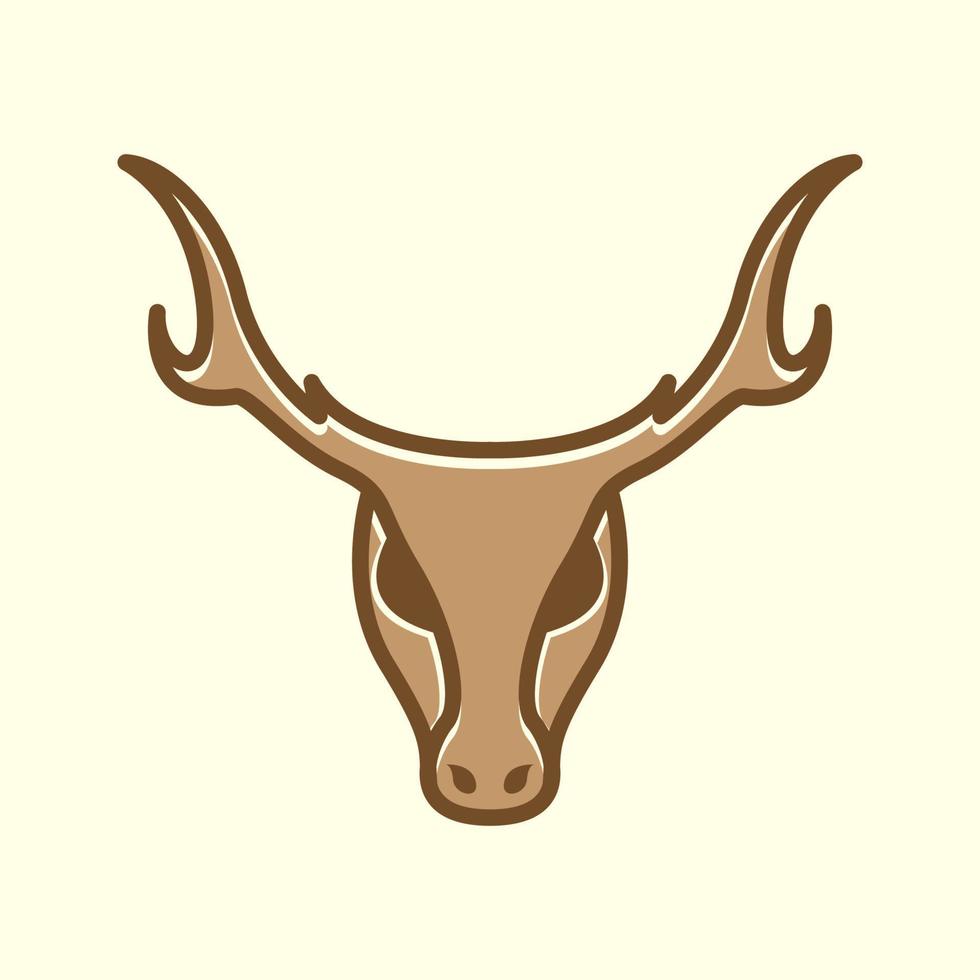 diseño de ilustración de icono de vector de logotipo vintage simple de hueso de cabeza de ciervo animal
