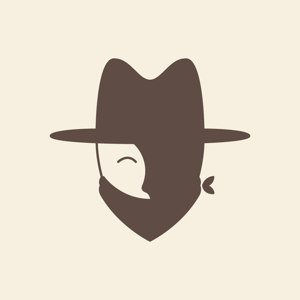 silueta hombre vaquero lindo cabeza logo vector icono símbolo gráfico diseño ilustración