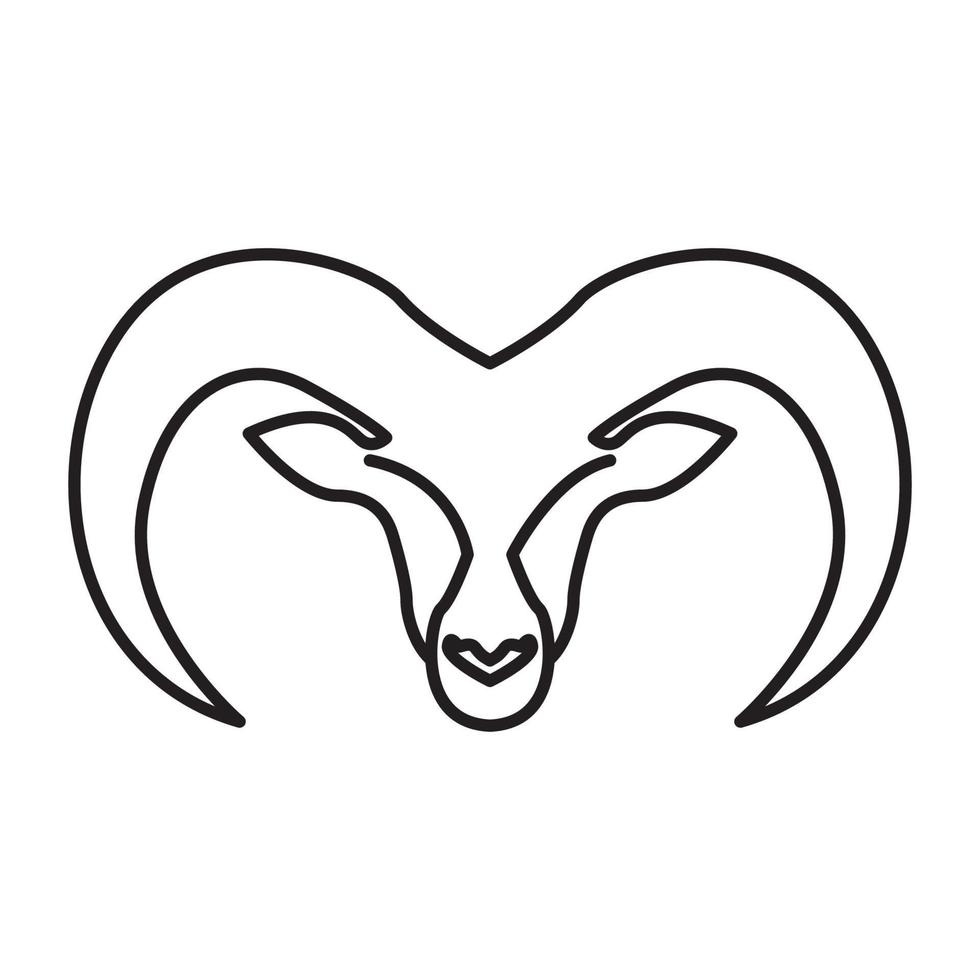 mountain goat lines circle horn logo vector symbol icon design illustration