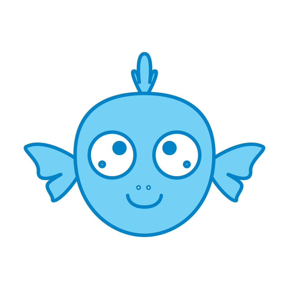 pescado niños cabeza sonrisa azul lindo dibujos animados logo vector ilustración diseño