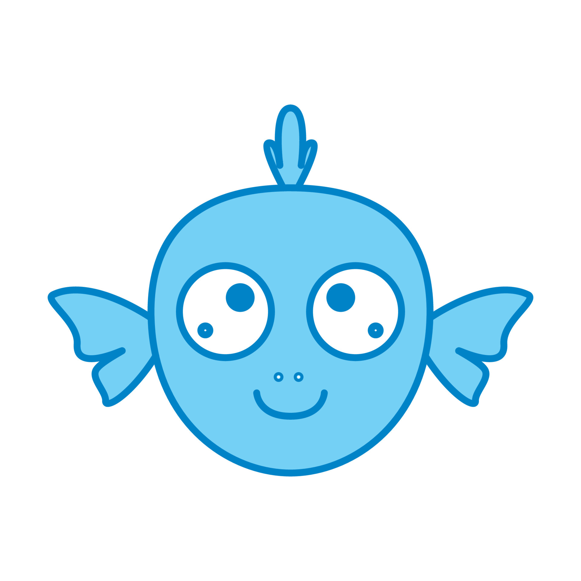 fish kids head smile blue cute cartoon logo vector illustration