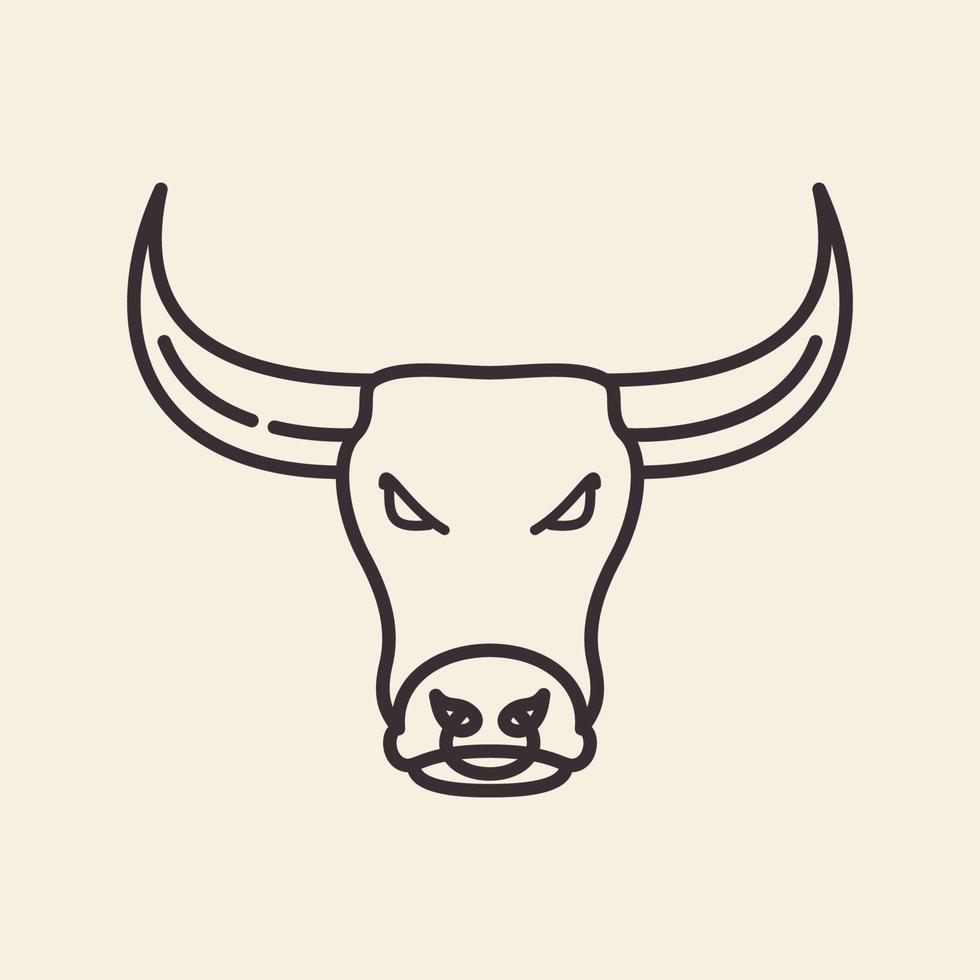 líneas de cabeza de animal vaca hipster diseño de logotipo vector icono símbolo ilustración