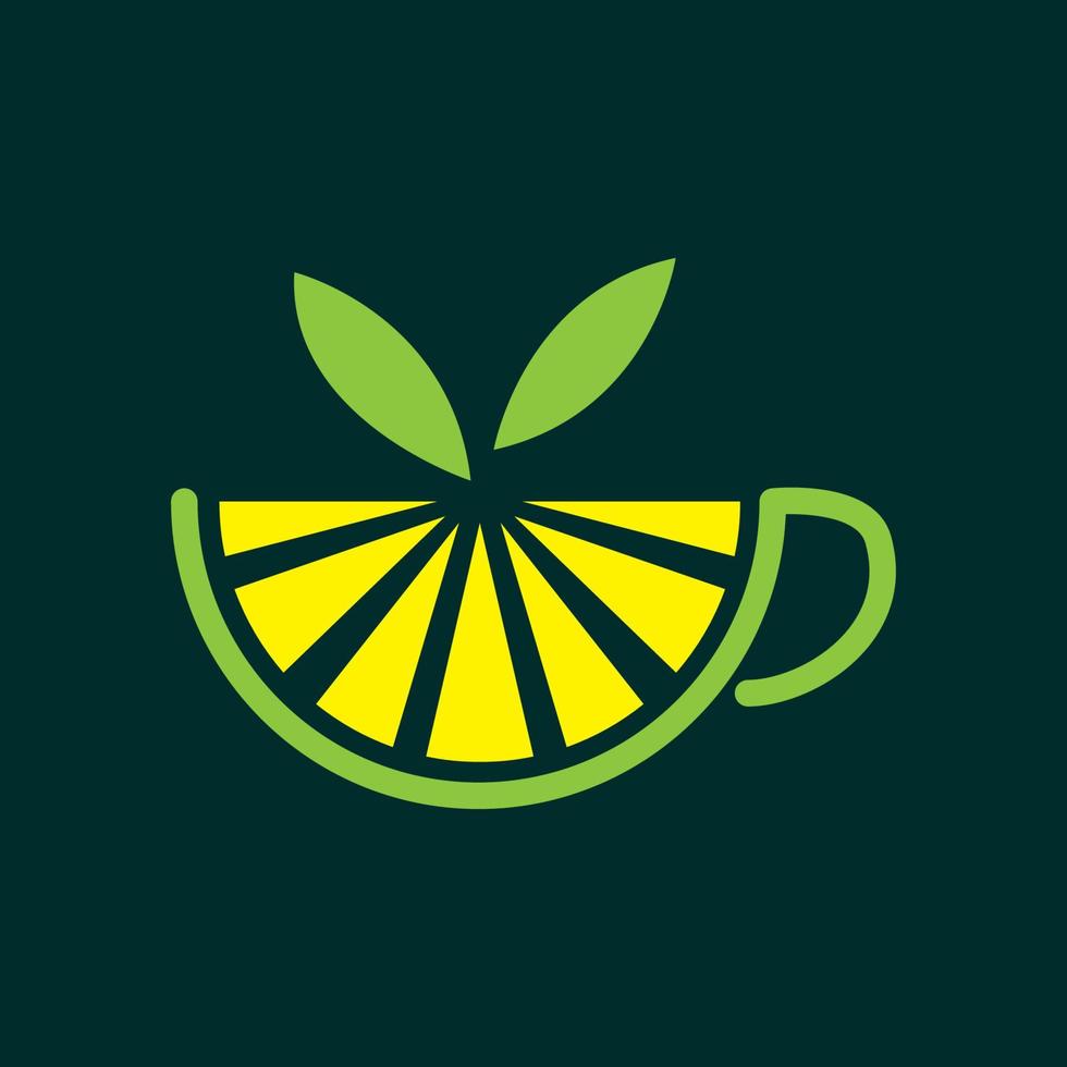 fruta limón taza de té colorido logotipo diseño vector símbolo icono ilustración