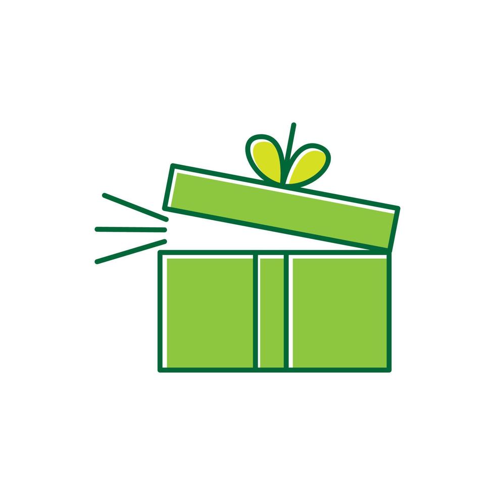 caja verde regalo sorpresa logotipo colorido vector icono símbolo diseño gráfico ilustración
