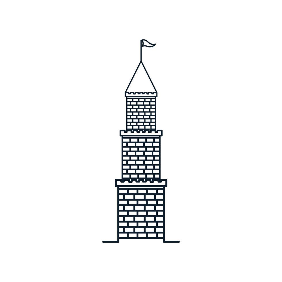 diseño de ilustración de icono de vector de logotipo de torre de castillo alto de piedra