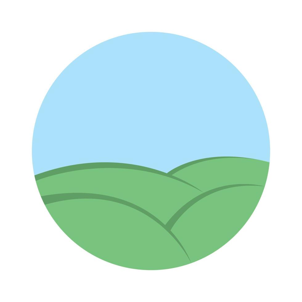 circle green landscape with blue sky logo vector icon illustration design