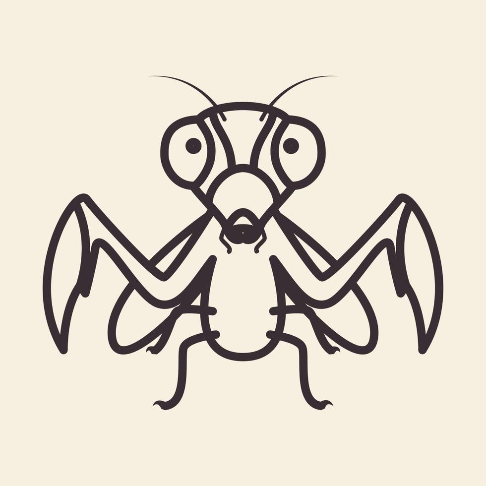 animal insect mantis lines logo design vector icon symbol illustration