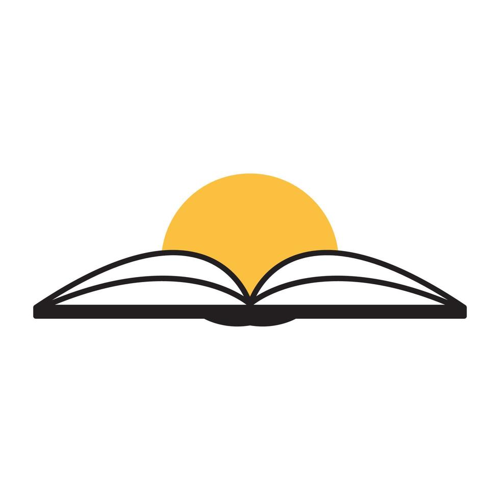 open book with sunset logo symbol icon vector graphic design illustration