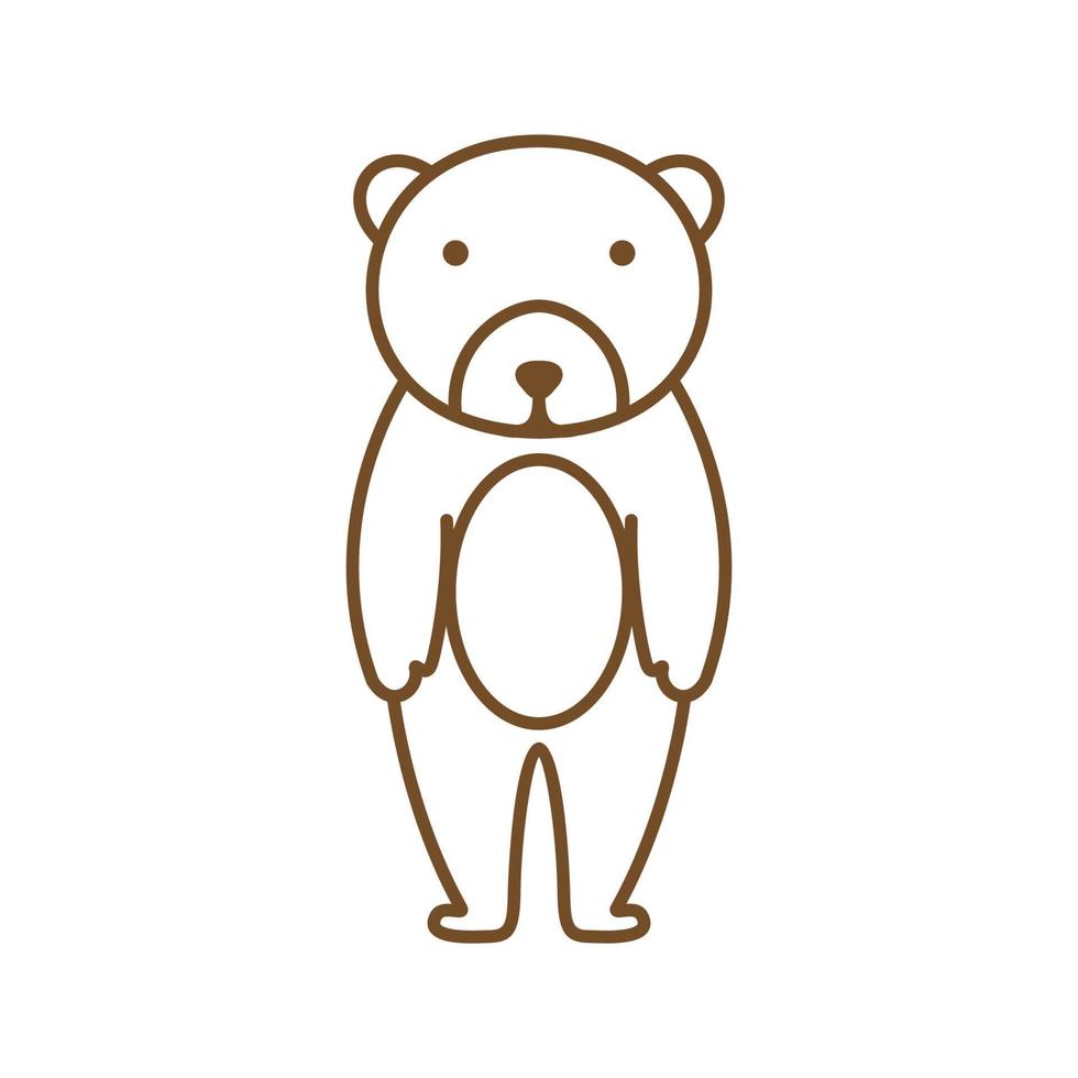 bear grizzly cute cartoon  line art outline simple  logo vector  illustration design