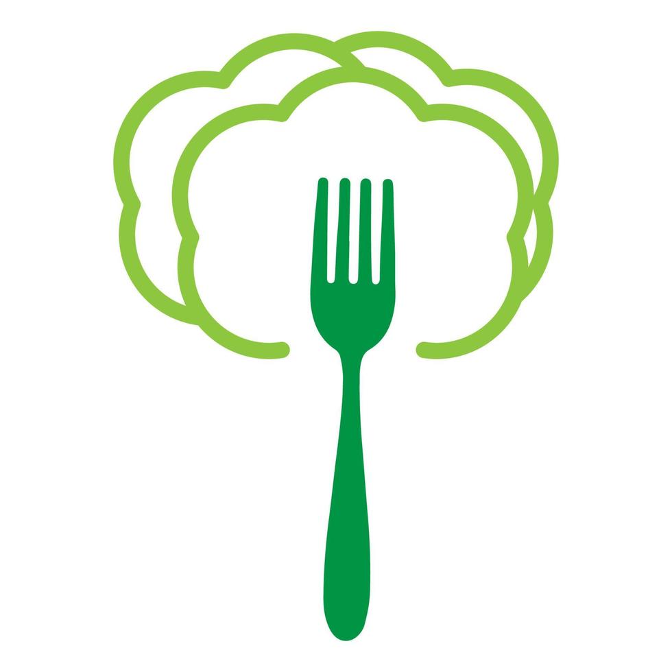 Horquilla colorida con diseño de ilustración de icono de vector de logotipo de verduras