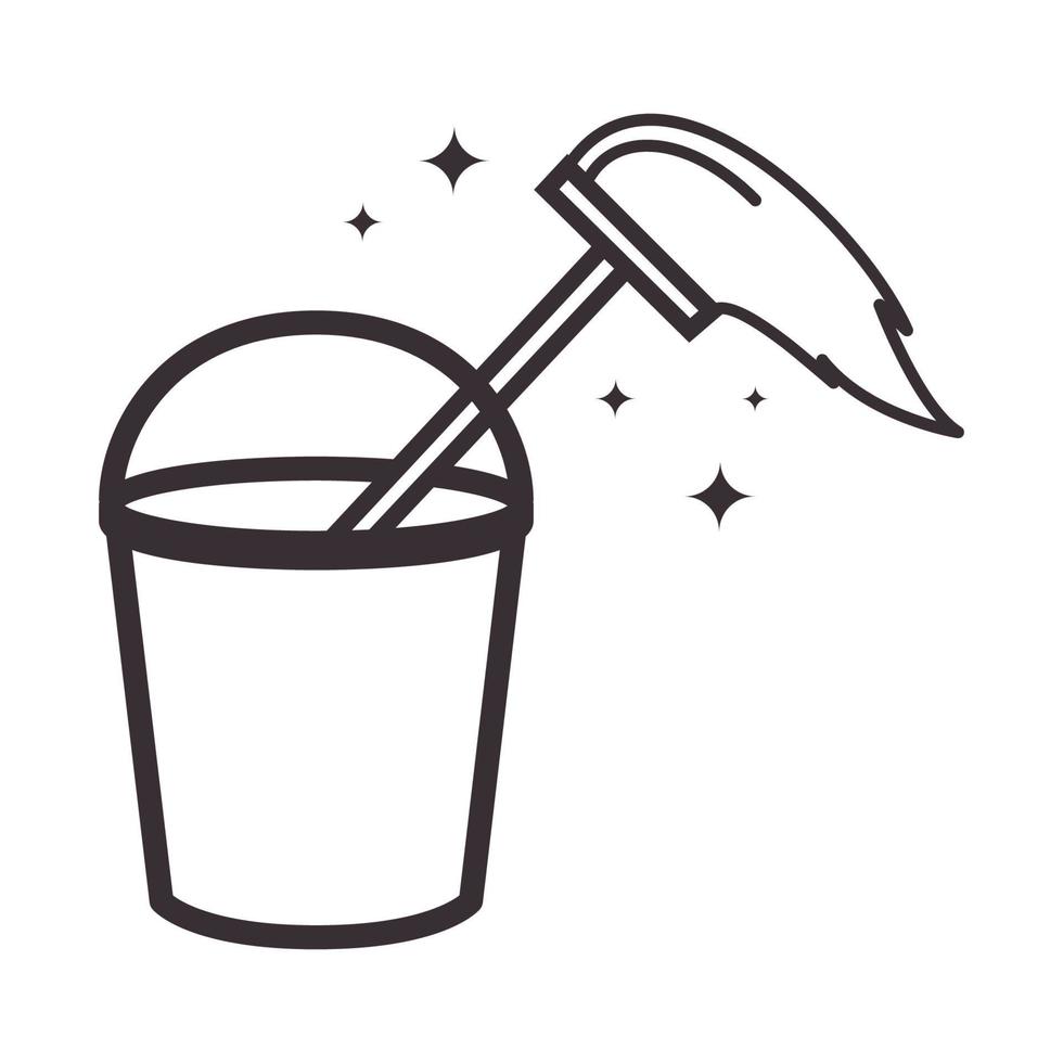 lines bucket and mop cleaning logo vector symbol icon design