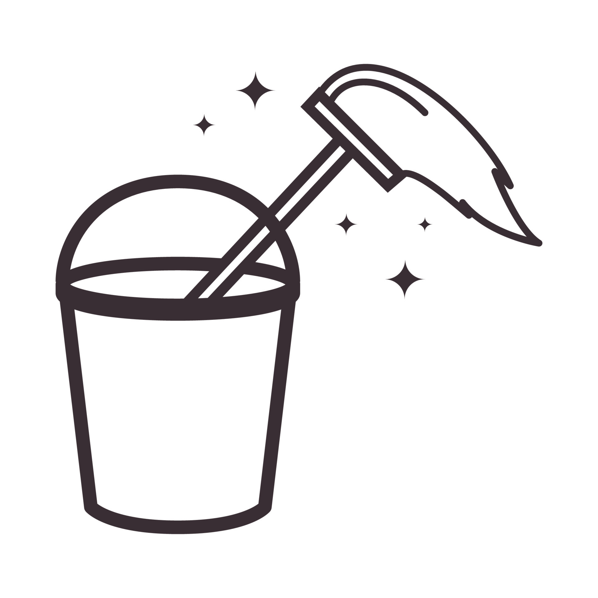 lines bucket and mop cleaning logo vector symbol icon design