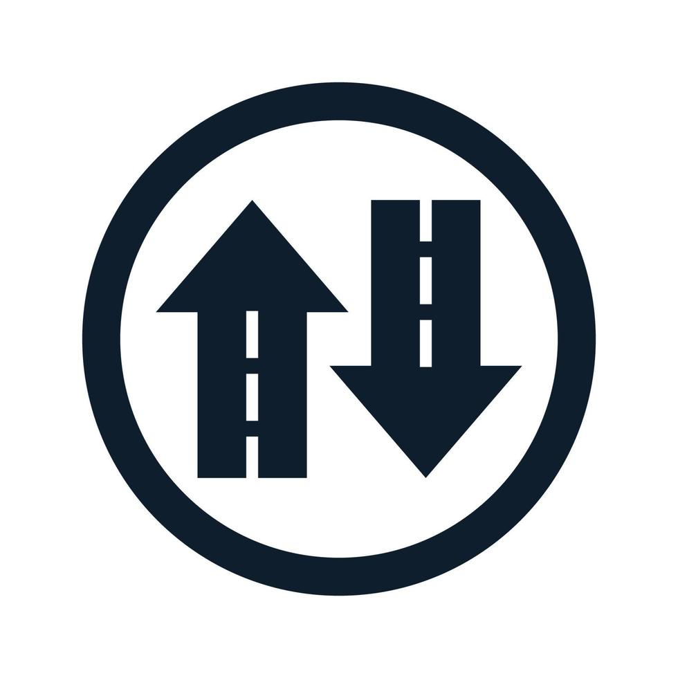 dirección recta y atrás para el diseño del icono del vector del logotipo de la calle de la calle
