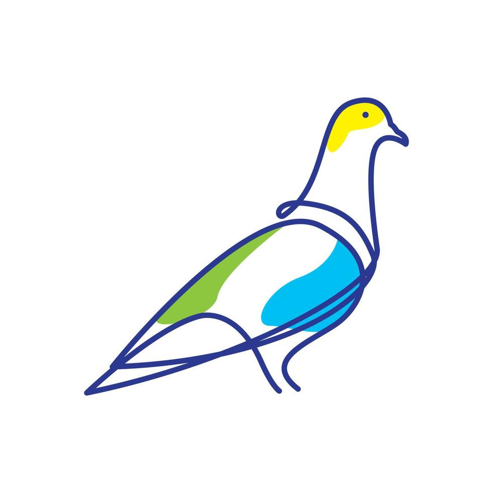 animal pájaro belleza paloma líneas arte colorido logo diseño vector símbolo icono ilustración