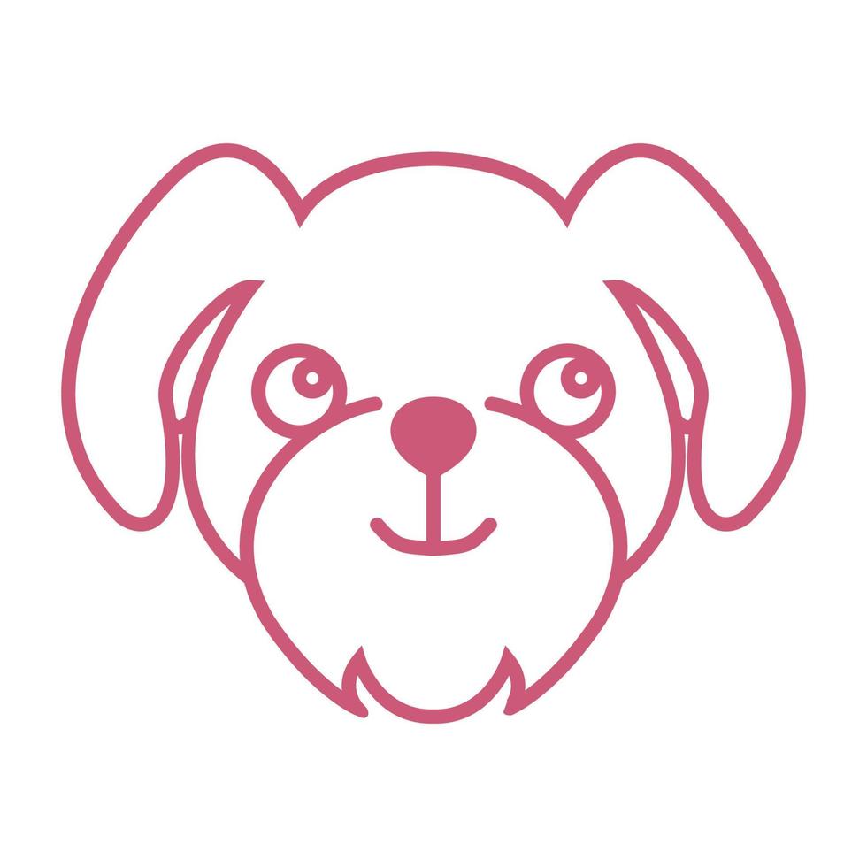 dog head or dog face or dog smile line cartoon cute logo design vector